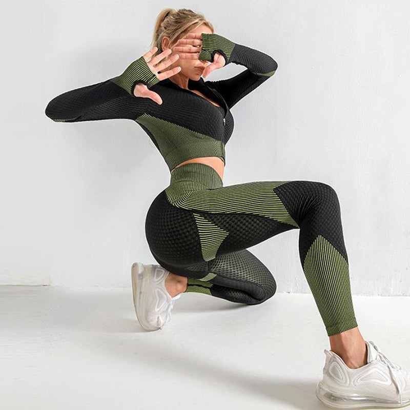 3PCS Yoga Set Seamless Sport Clothing